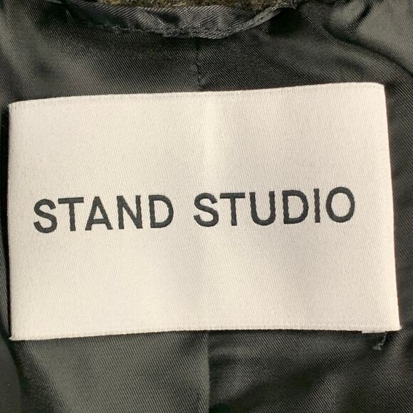 STAND STUDIO Size S Maria Tan Black Polyester Wool Checkered Notch Lapel Coat - Picture 5 of 9